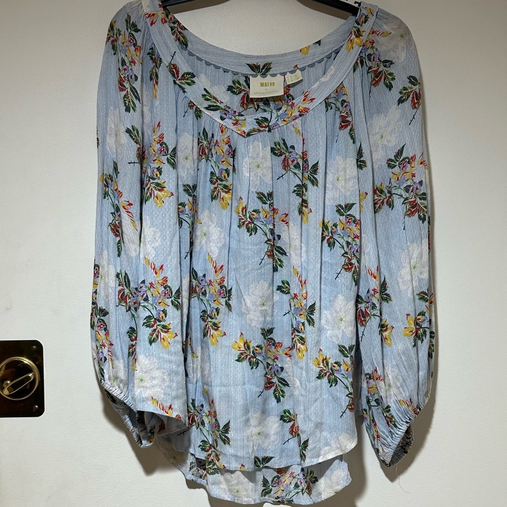 Anthropologie Maeve Boswell striped floral blouse 8 - Picture 3 of 10